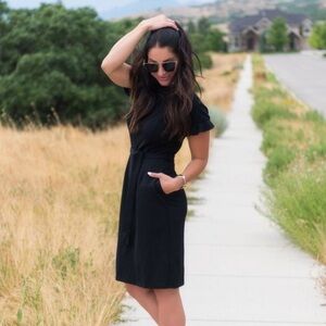 Brigitte Brianna black ruffle sleeve Dress